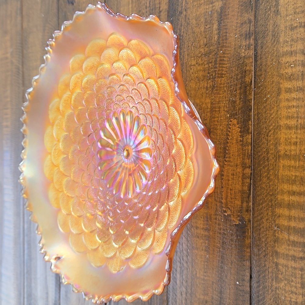 NORTHWOOD 3" Tall Marigold Carnival Glass Iridescent PETALS Pattern COMPOTE